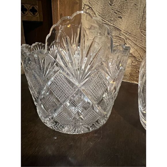 George Duncan EAPG Cut Crystal Vase and Ice Bucket Heavy Pressed Glass Set - Picture 2 of 5